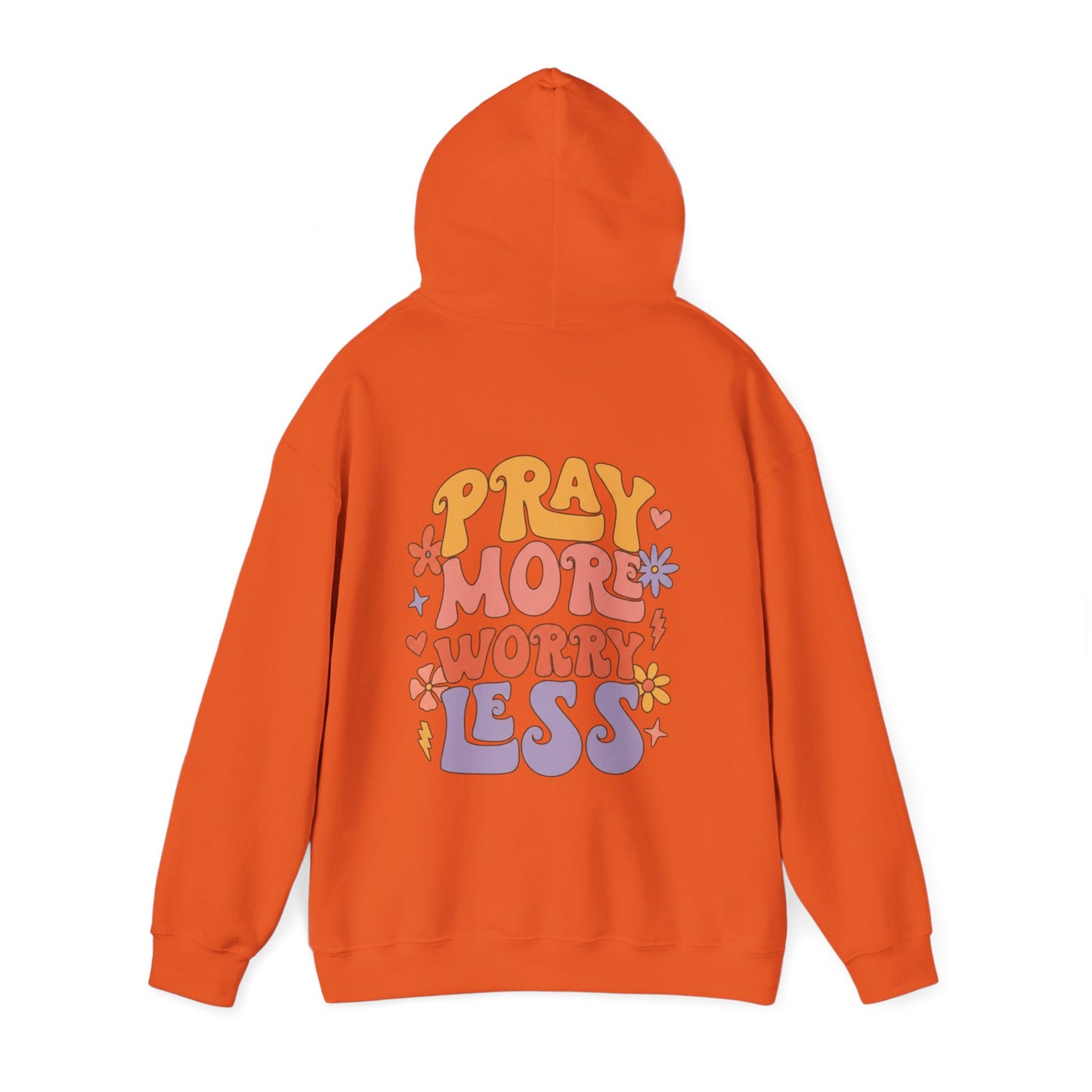 Pray More Worry Less Hoodie — Retro Floral Faith Pullover