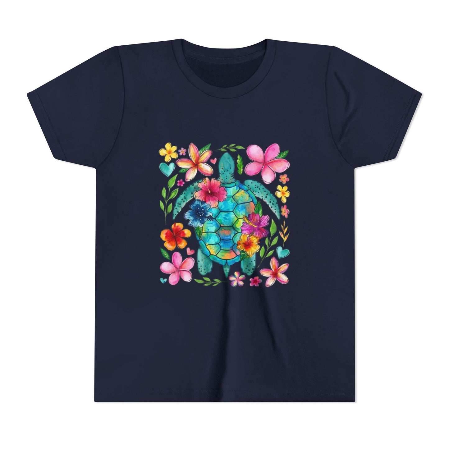 Youth Tee — Colorful Floral Sea Turtle Kids Shirt