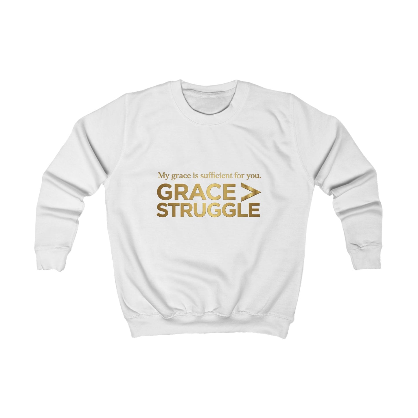 Kids Sweatshirt - "Grace > Struggle" Inspirational Christian Youth Pullover