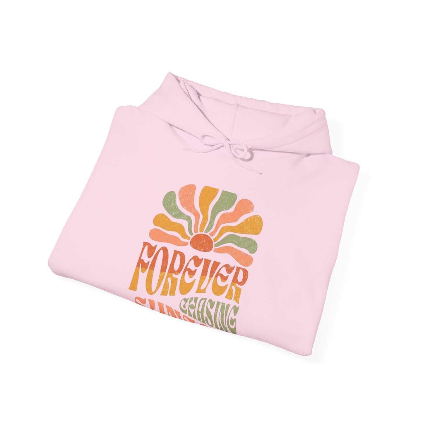 Forever Chasing Sunsets Hoodie — Retro Sunset Graphic Hooded Sweatshirt