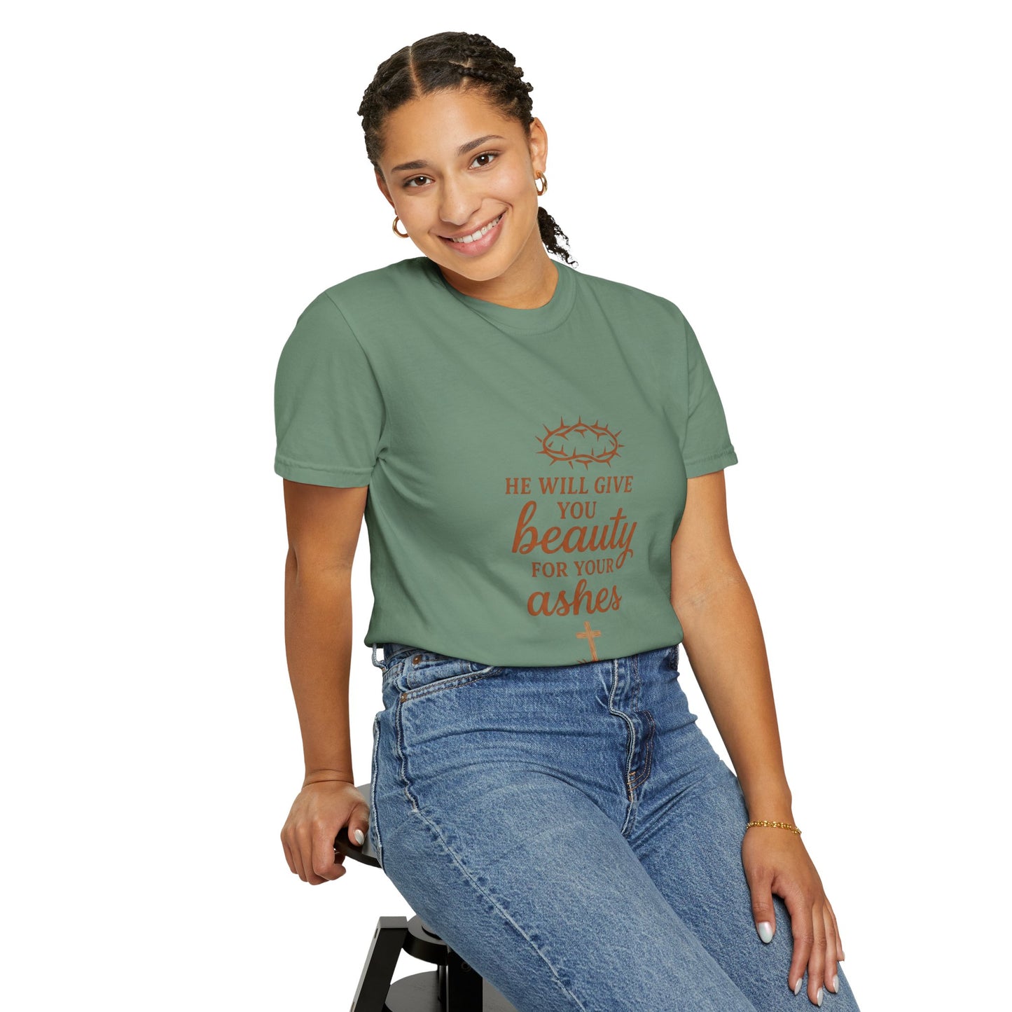 Christian Isaiah 61:3 T-Shirt — "He Will Give You Beauty for Your Ashes" Inspirational Tee