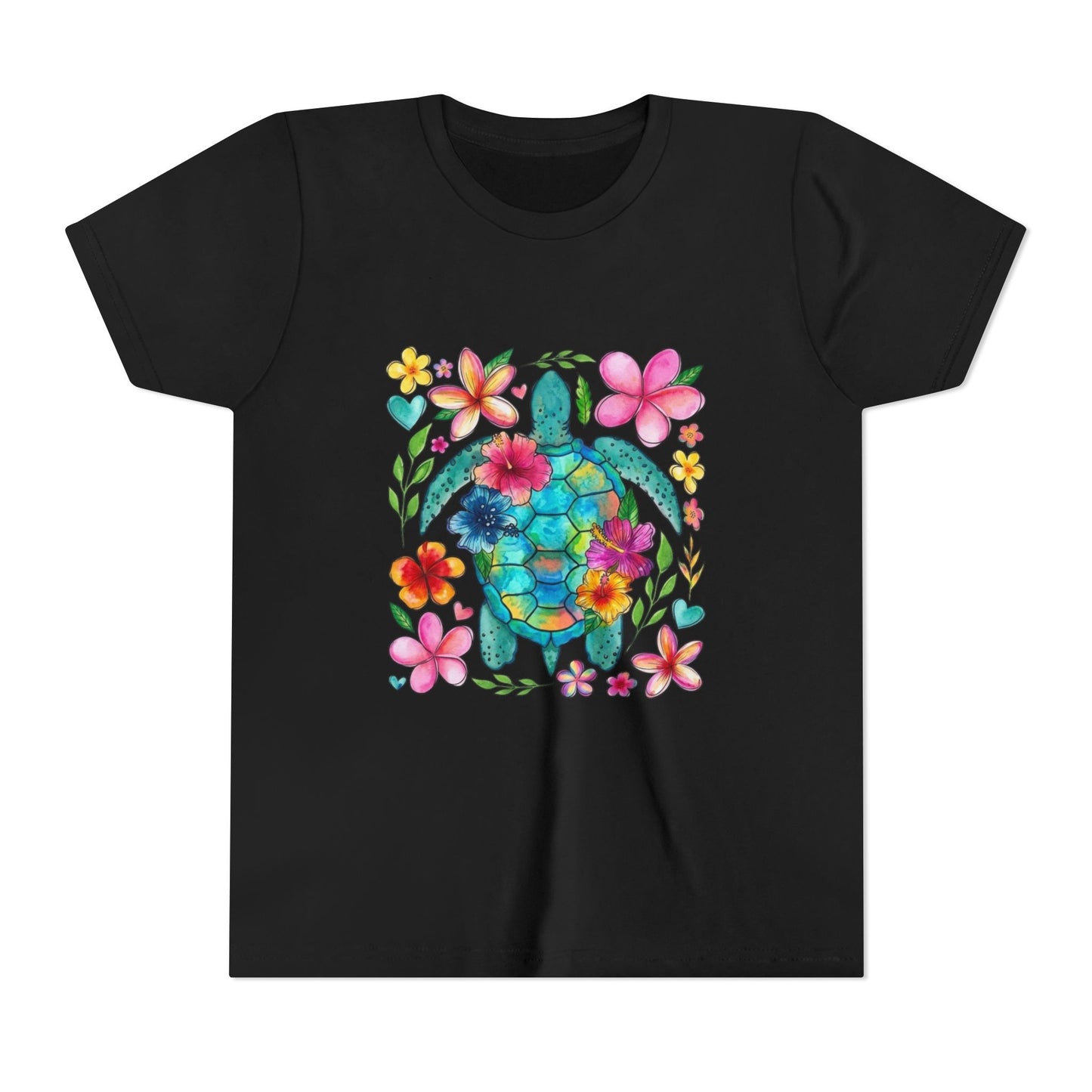 Youth Tee — Colorful Floral Sea Turtle Kids Shirt