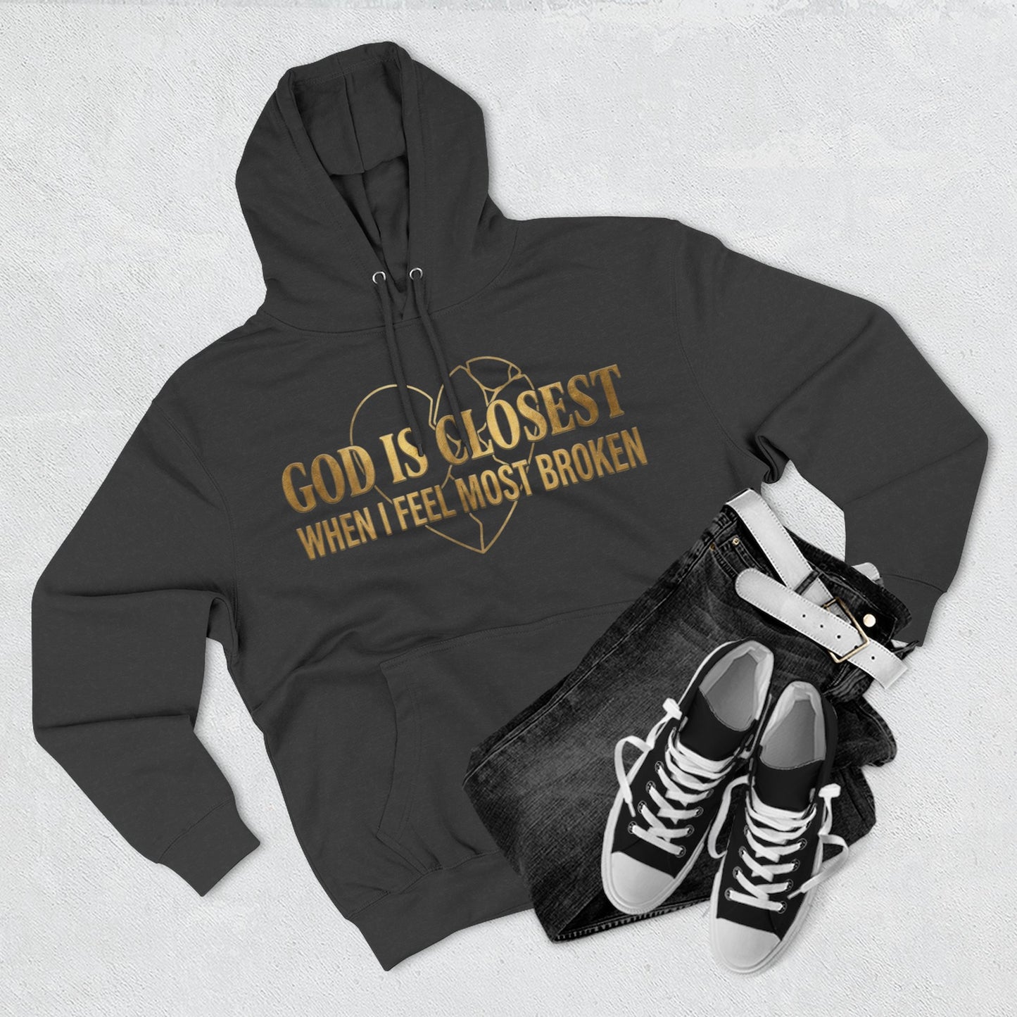 God Is Closest Broken Heart Hoodie — Inspirational Christian Sweatshirt