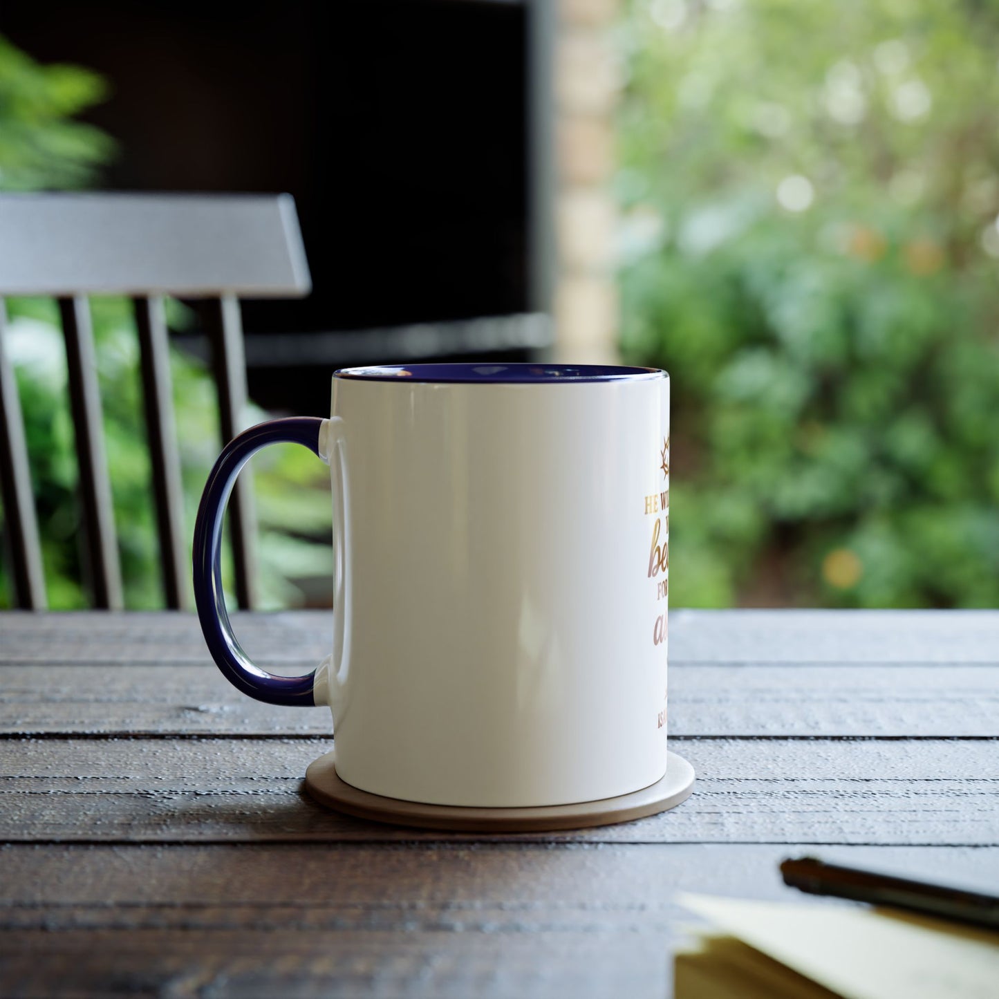 Christian Coffee Mug - "He Will Give You Beauty for Your Ashes" Isaiah 61:3 (Two-Tone 11oz)
