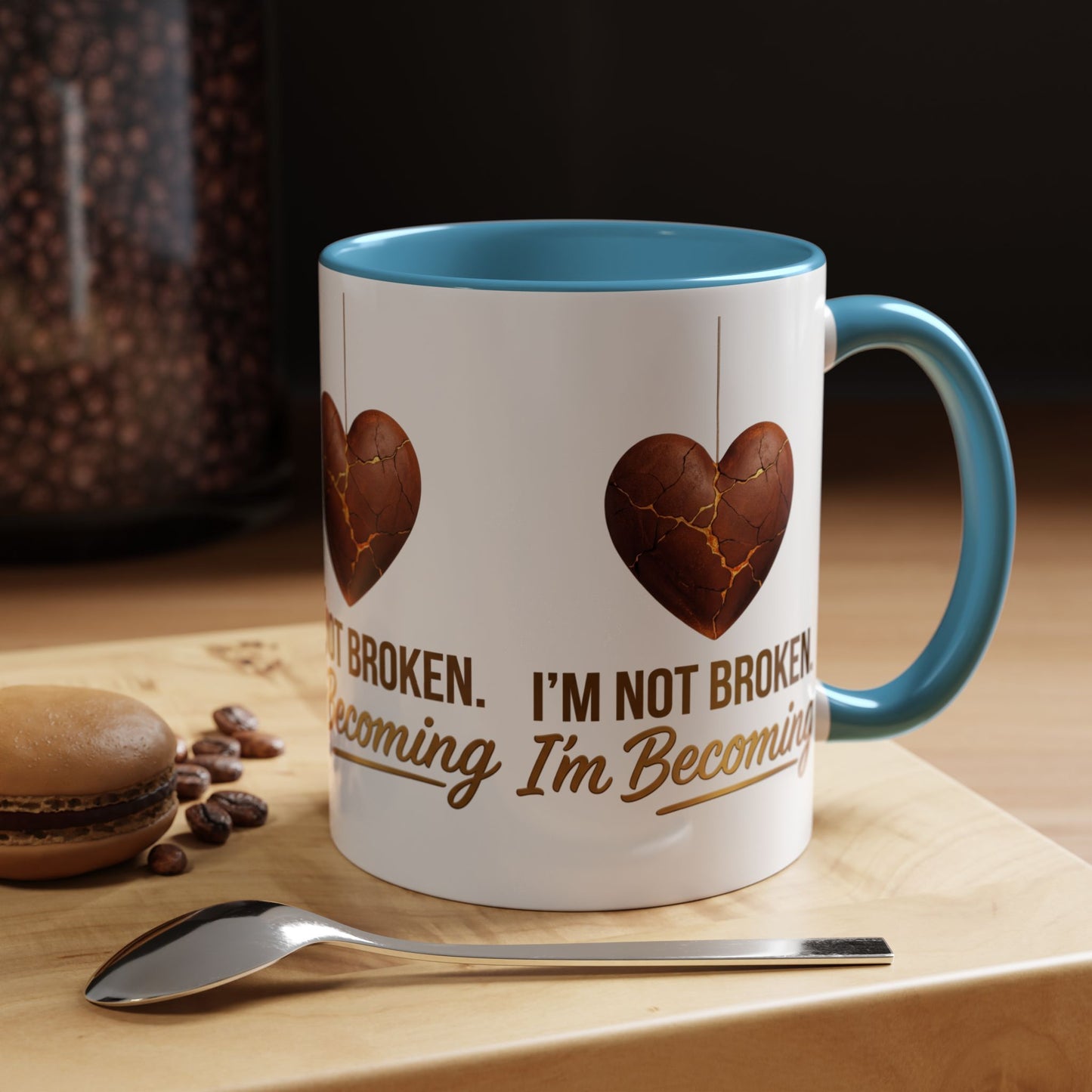 Kintsugi Heart Coffee Mug - "I'm Not Broken, I'm Becoming" Inspirational Ceramic Mug