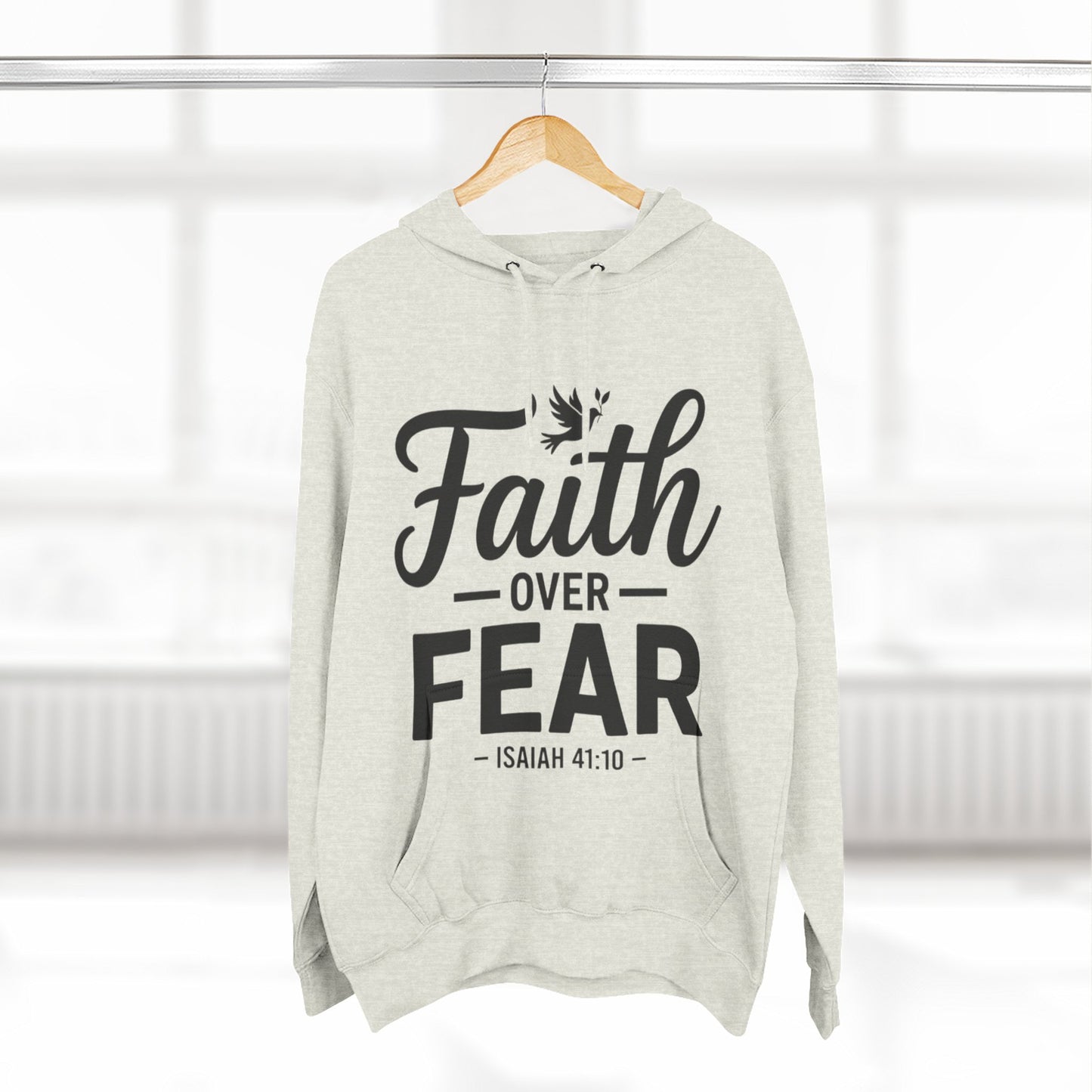 Faith Over Fear Hoodie — Christian Inspirational Pullover (Isaiah 41:10)