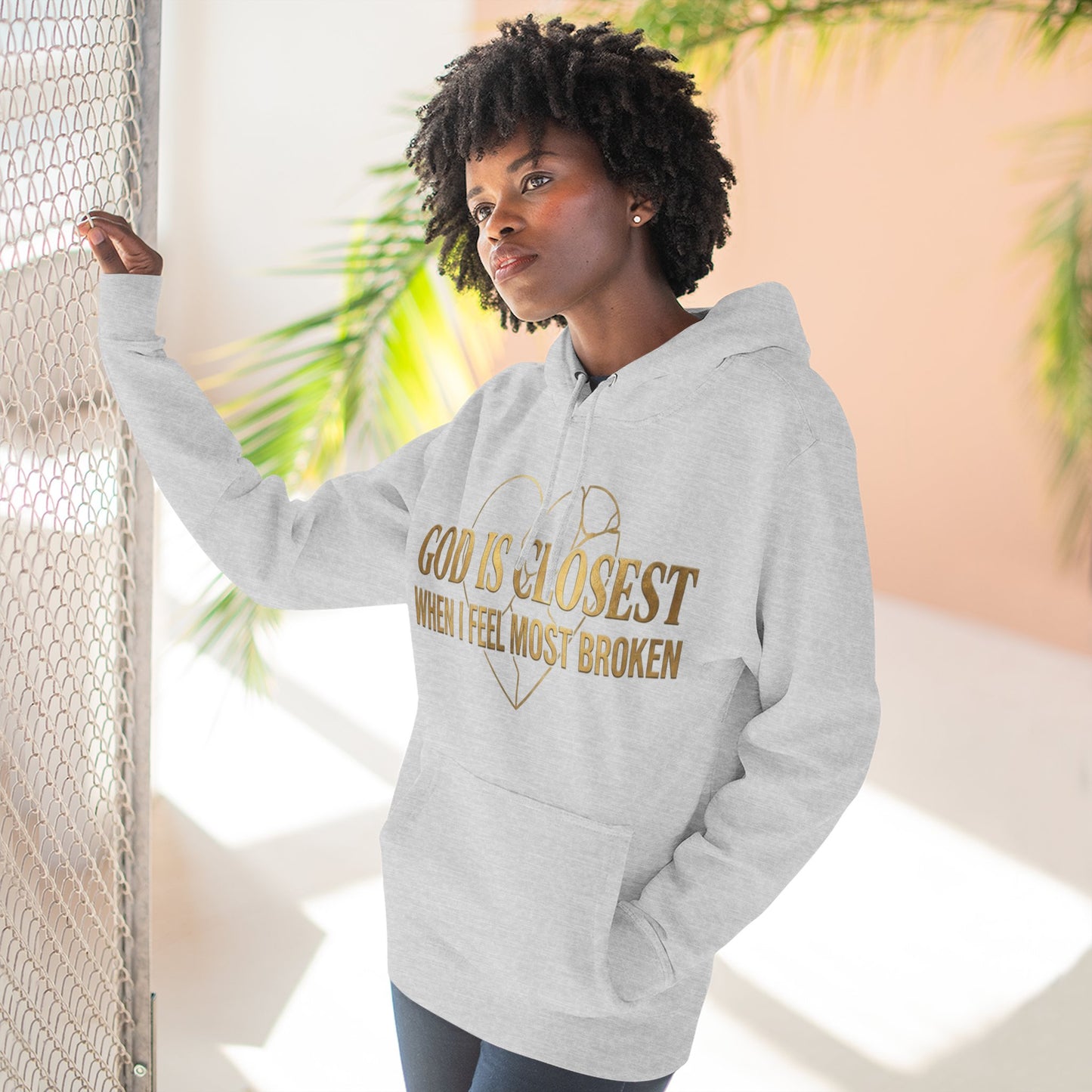 God Is Closest Broken Heart Hoodie — Inspirational Christian Sweatshirt