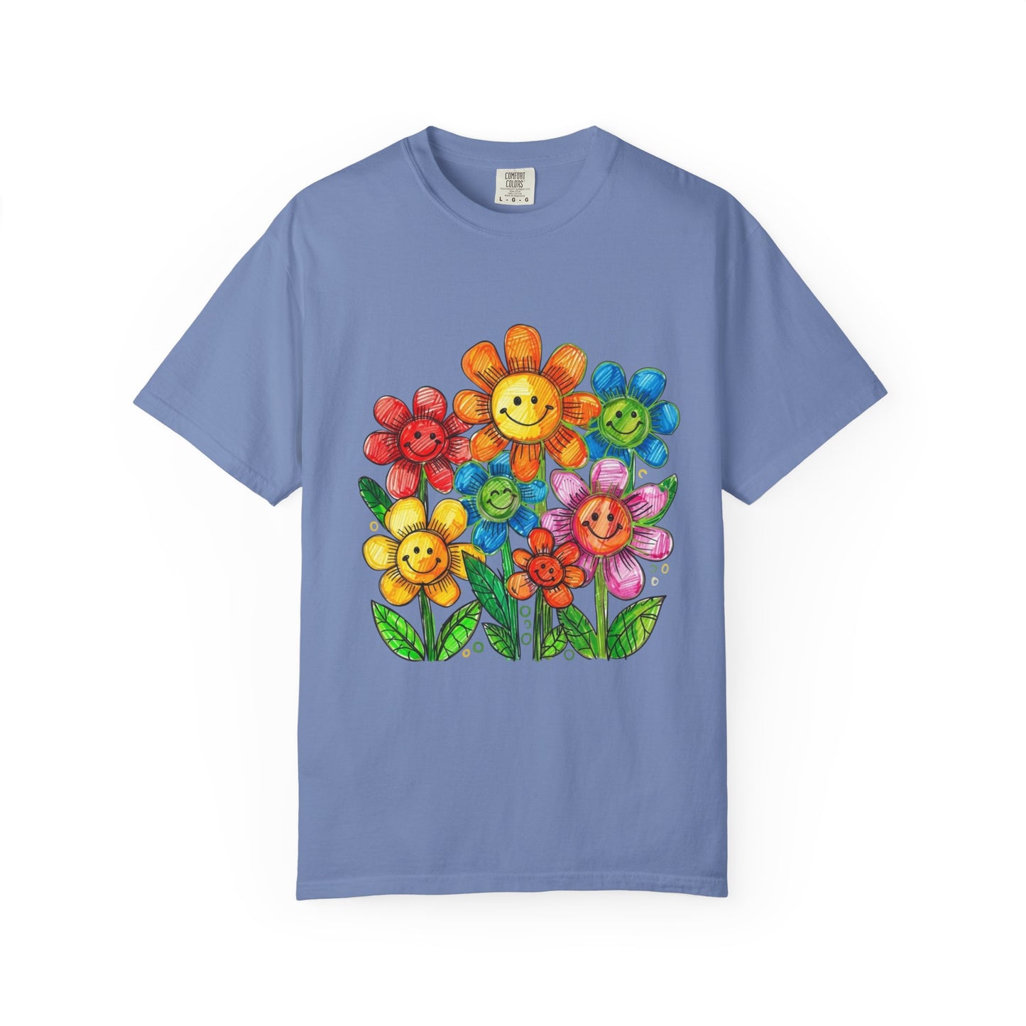 Smiling Rainbow Flower Graphic T-Shirt