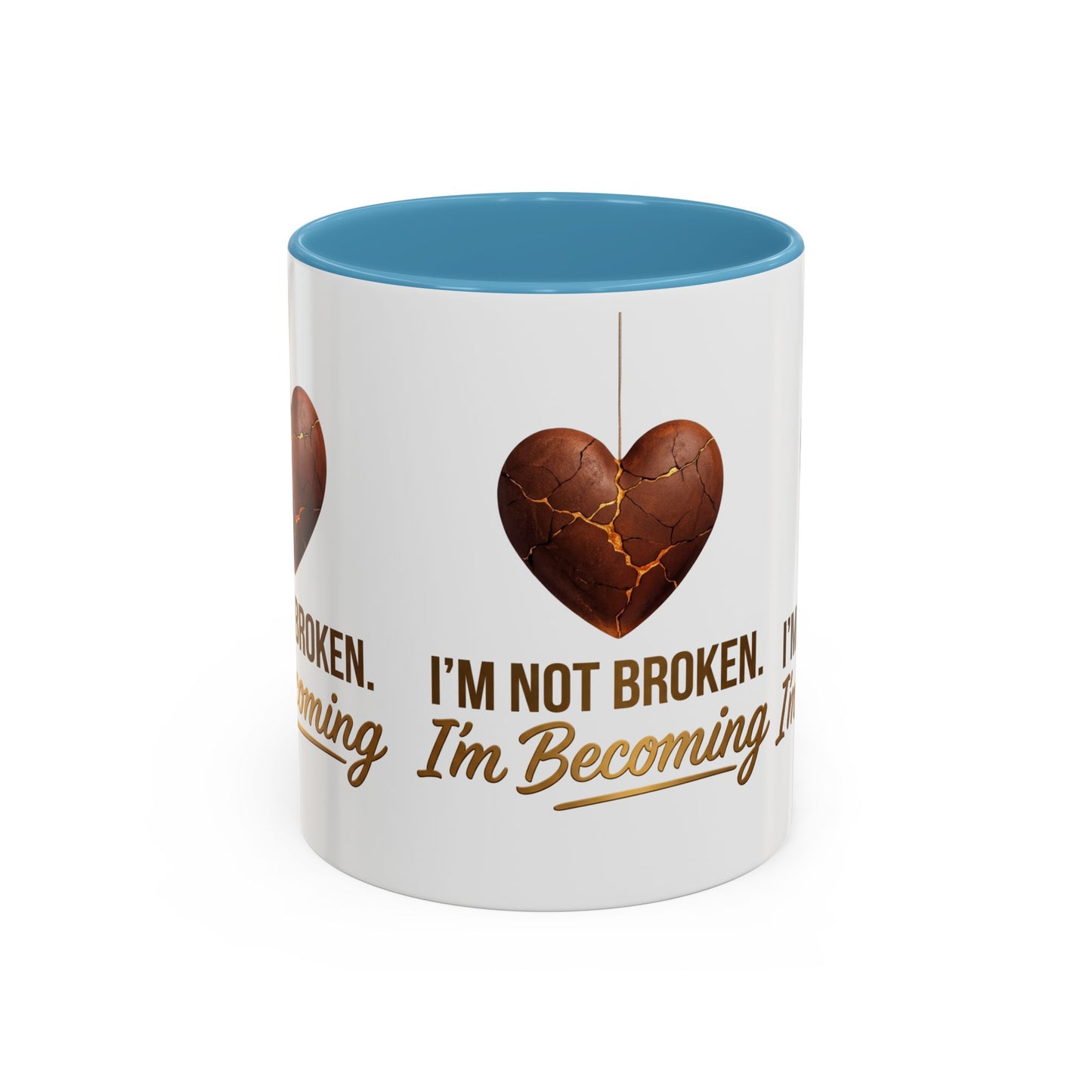 Kintsugi Heart Coffee Mug - "I'm Not Broken, I'm Becoming" Inspirational Ceramic Mug