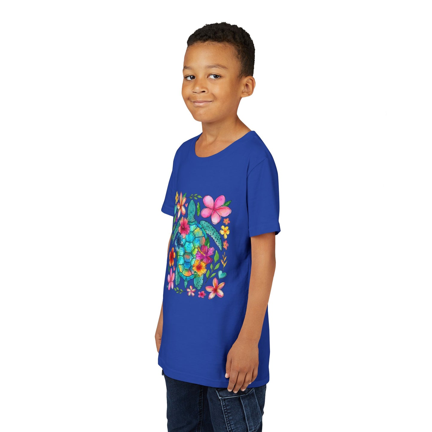 Youth Tee — Colorful Floral Sea Turtle Kids Shirt