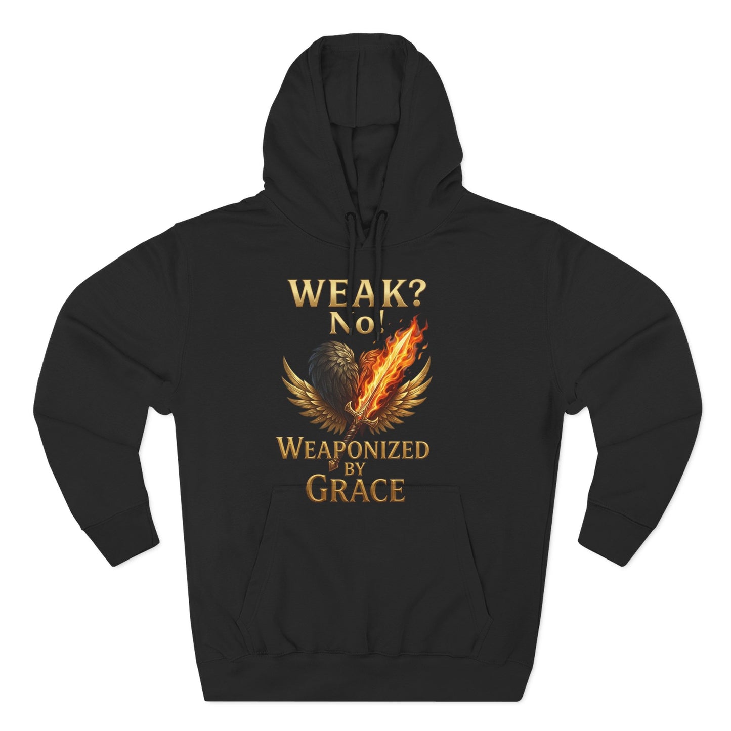 Hoodie - "Weak? No. Weaponized by Grace" Christian Inspirational Pullover