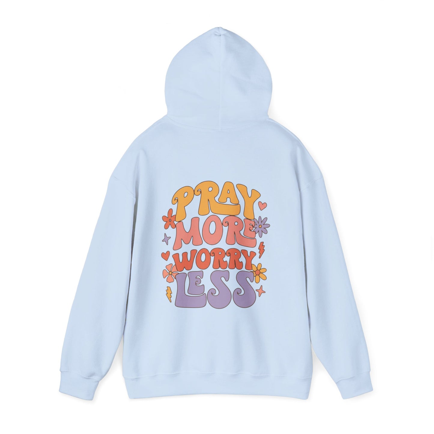 Pray More Worry Less Hoodie — Retro Floral Faith Pullover