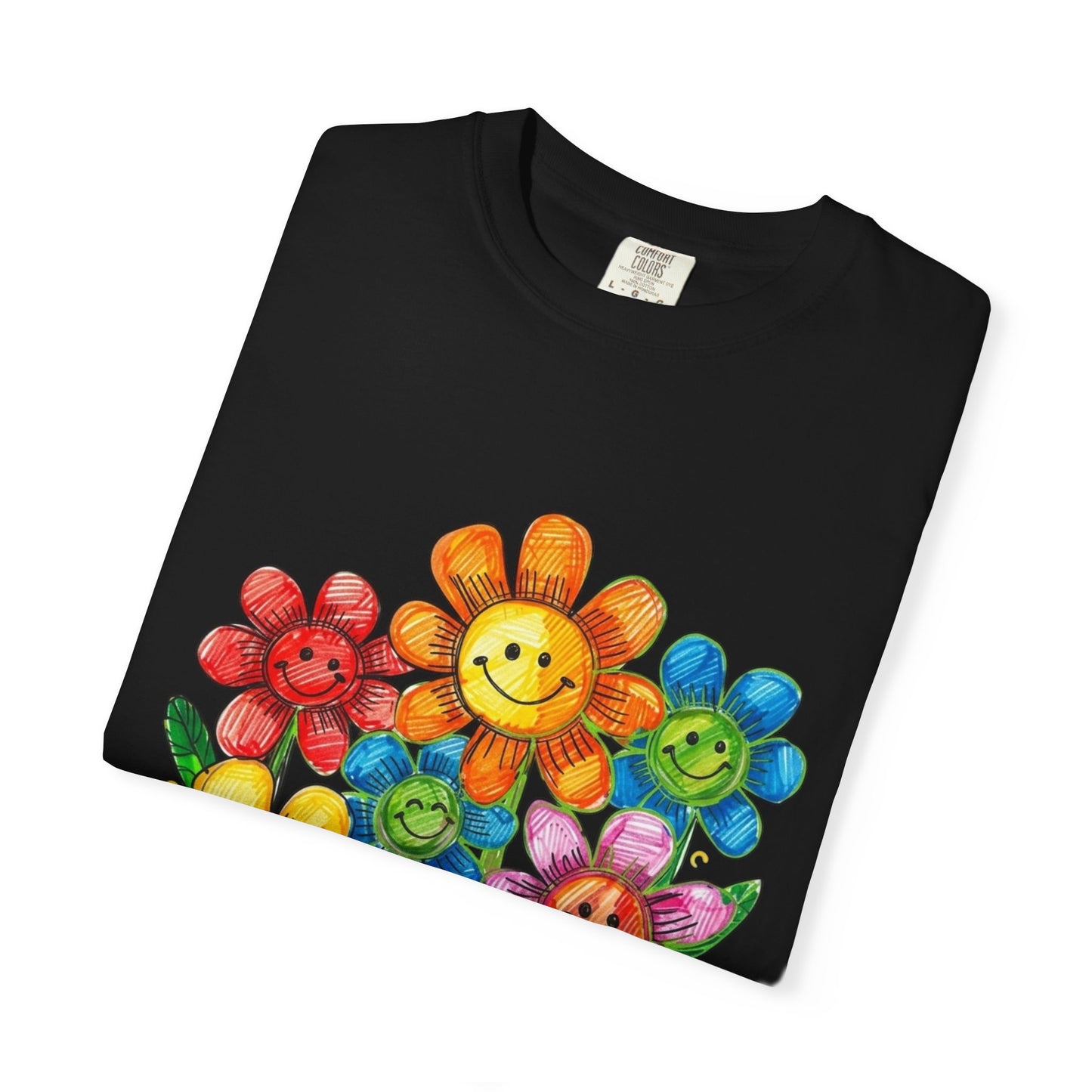 Smiling Rainbow Flower Graphic T-Shirt