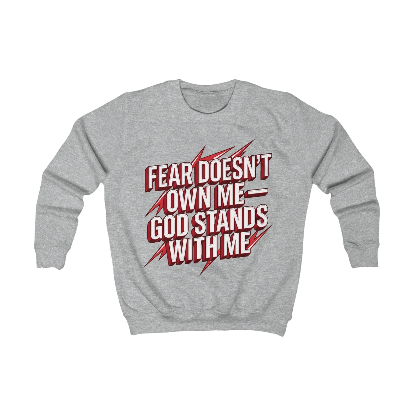 Kids Sweatshirt — "Fear Doesn’t Own Me, God Stands With Me" Christian Youth Pullover