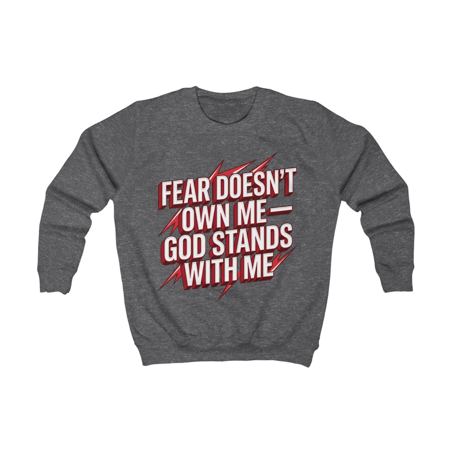Kids Sweatshirt — "Fear Doesn’t Own Me, God Stands With Me" Christian Youth Pullover