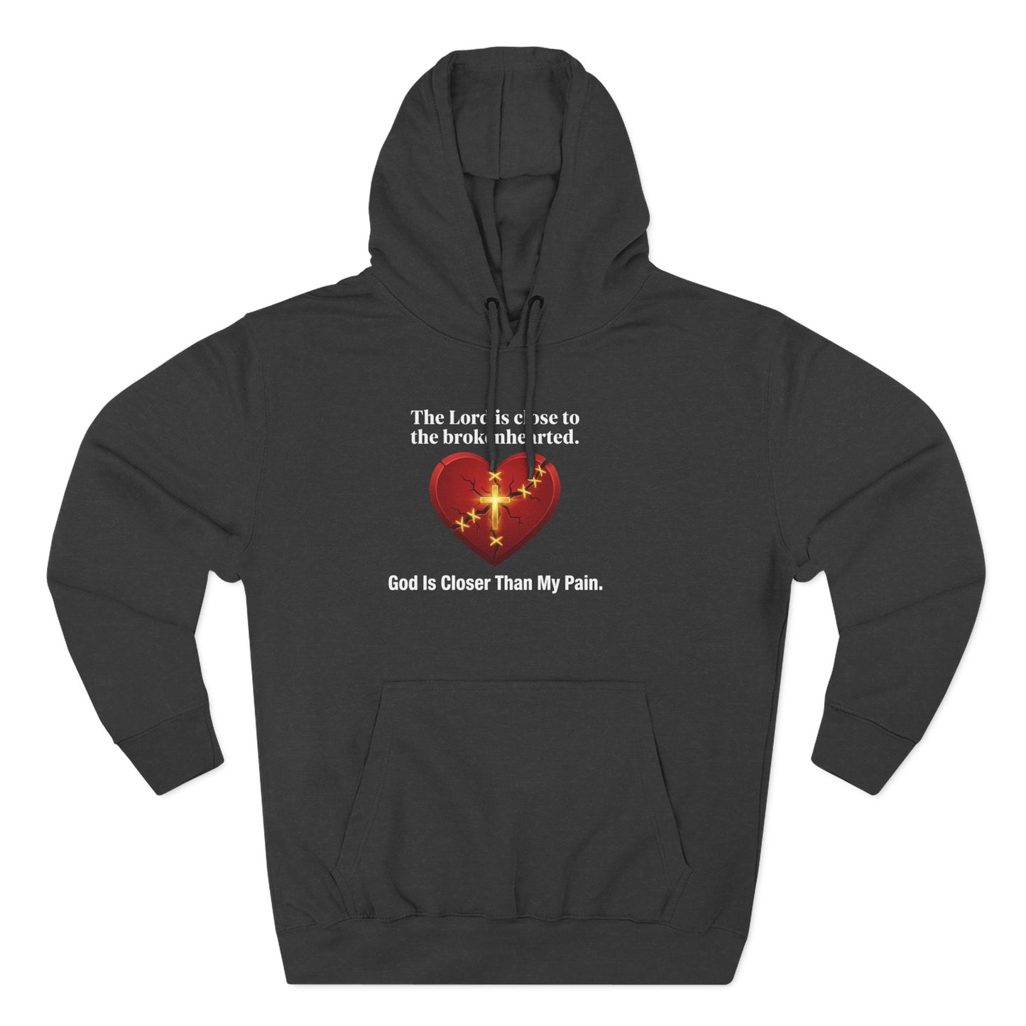 Christian Heart Hoodie – "God Is Closer Than My Pain" Inspirational Pullover