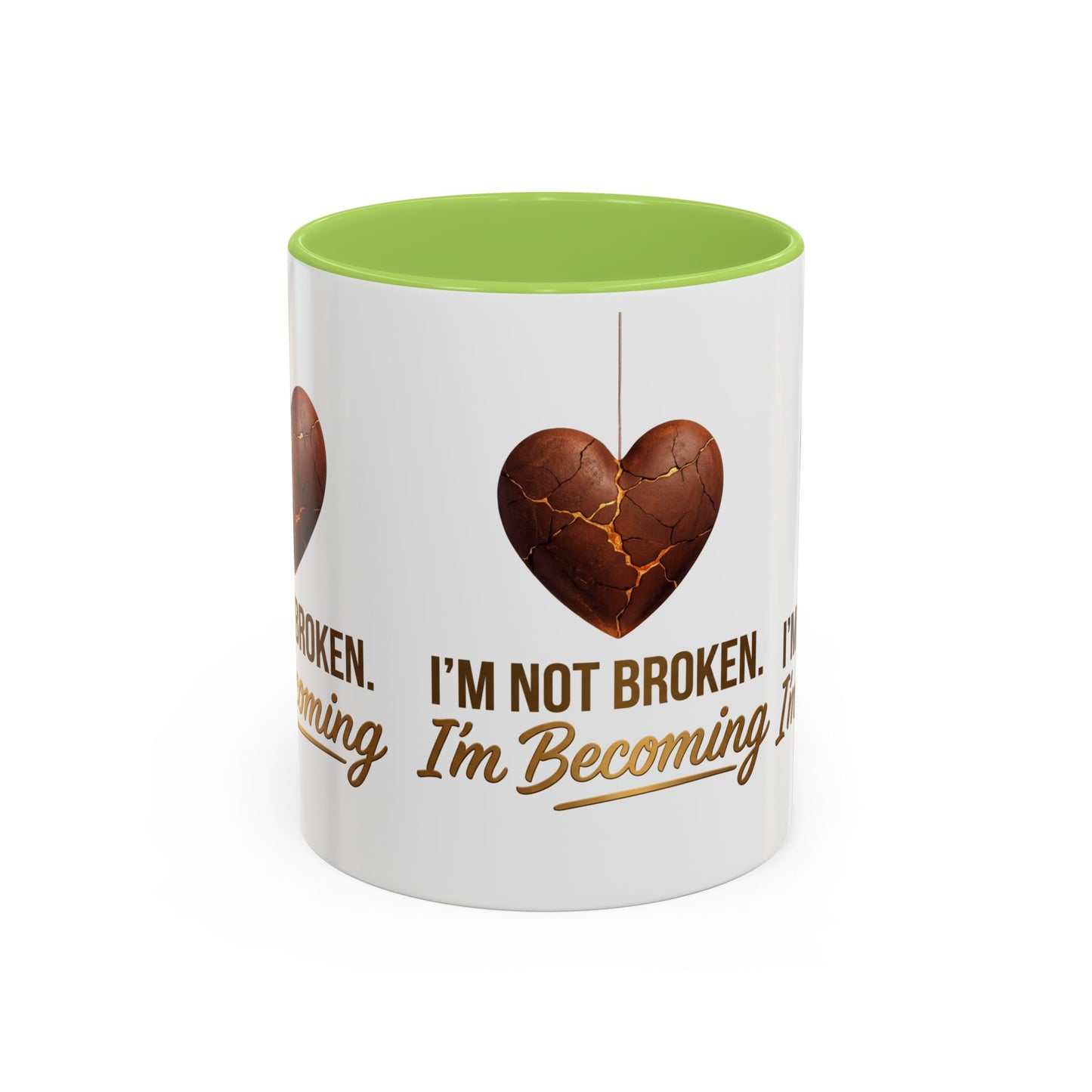 Kintsugi Heart Coffee Mug - "I'm Not Broken, I'm Becoming" Inspirational Ceramic Mug