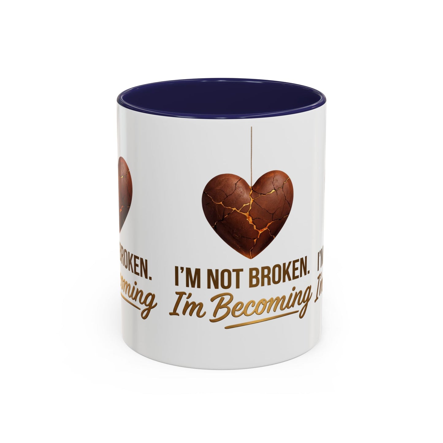 Kintsugi Heart Coffee Mug - "I'm Not Broken, I'm Becoming" Inspirational Ceramic Mug