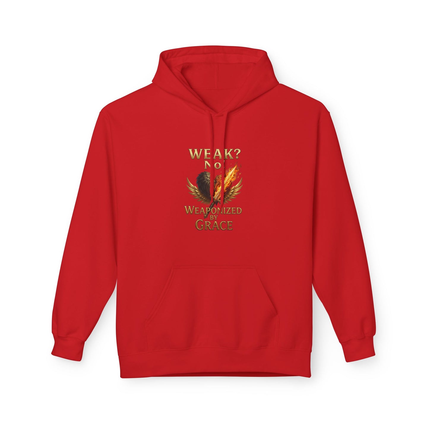 Grace-Armored Hoodie — "Weak? No, Weaponized by Grace" Christian Faith Pullover