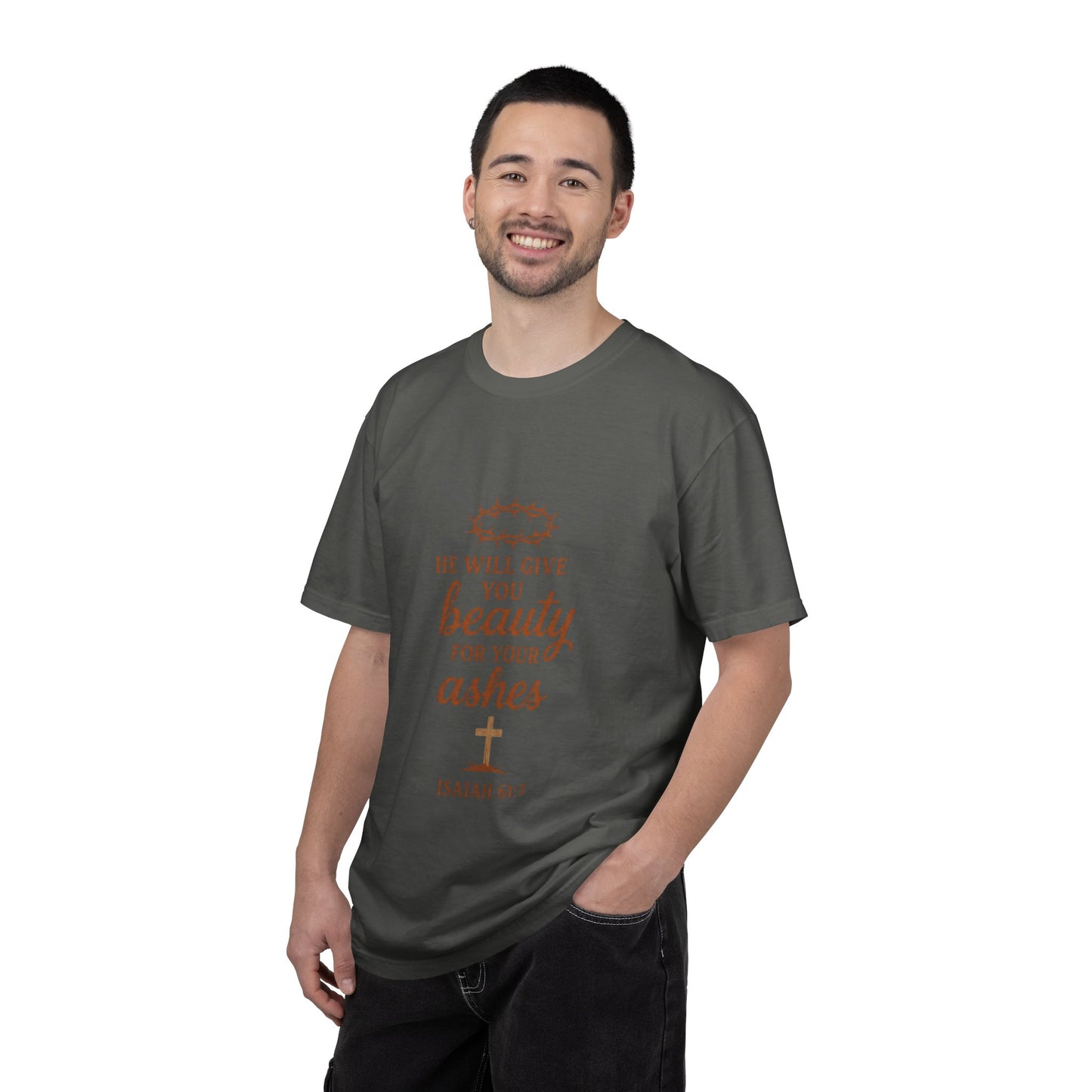 Christian Isaiah 61:3 T-Shirt — "He Will Give You Beauty for Your Ashes" Inspirational Tee
