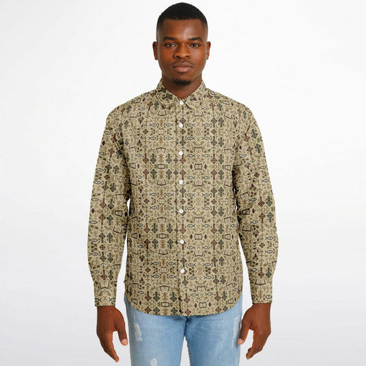 Long Sleeve Button Down Shirt - AOP