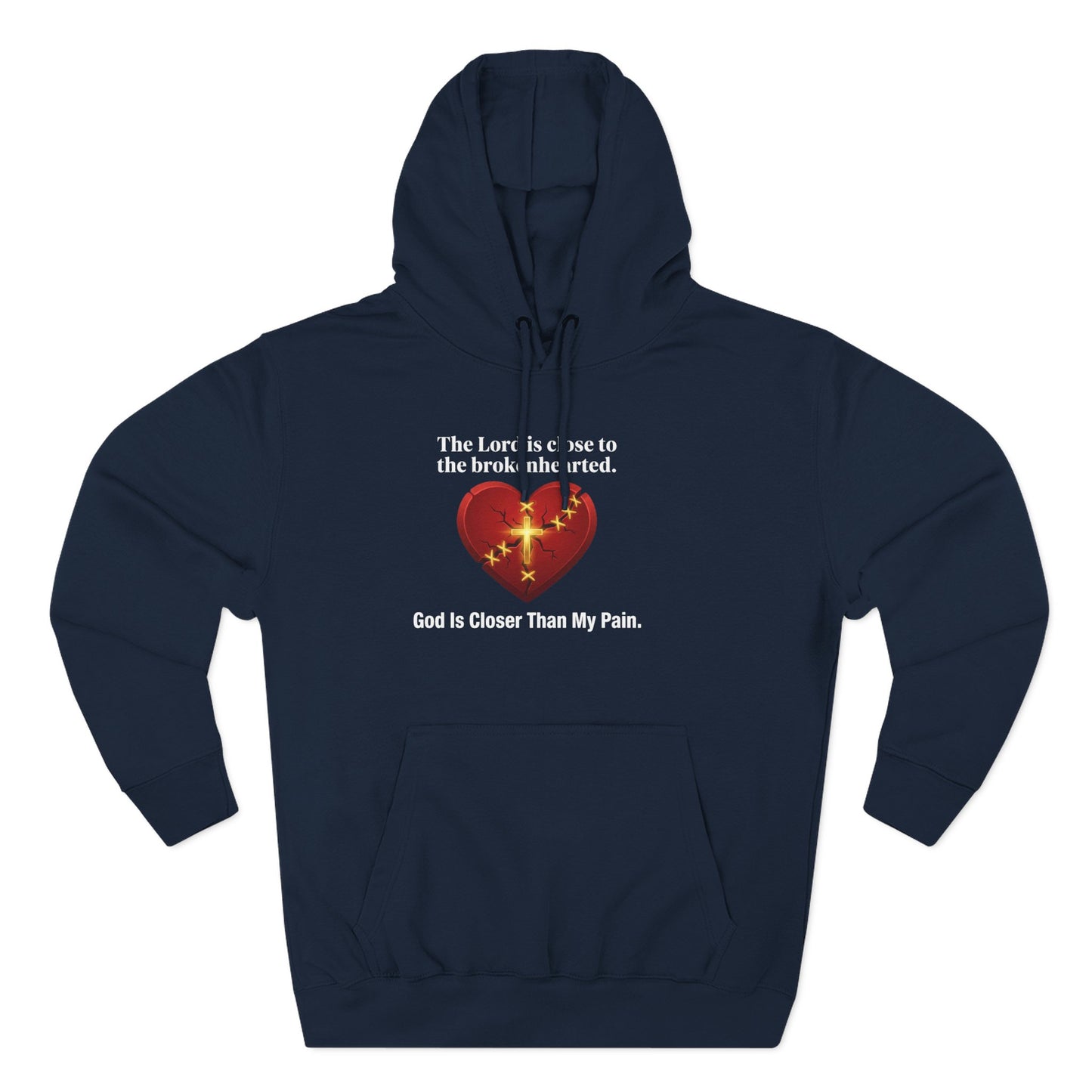 Christian Heart Hoodie – "God Is Closer Than My Pain" Inspirational Pullover