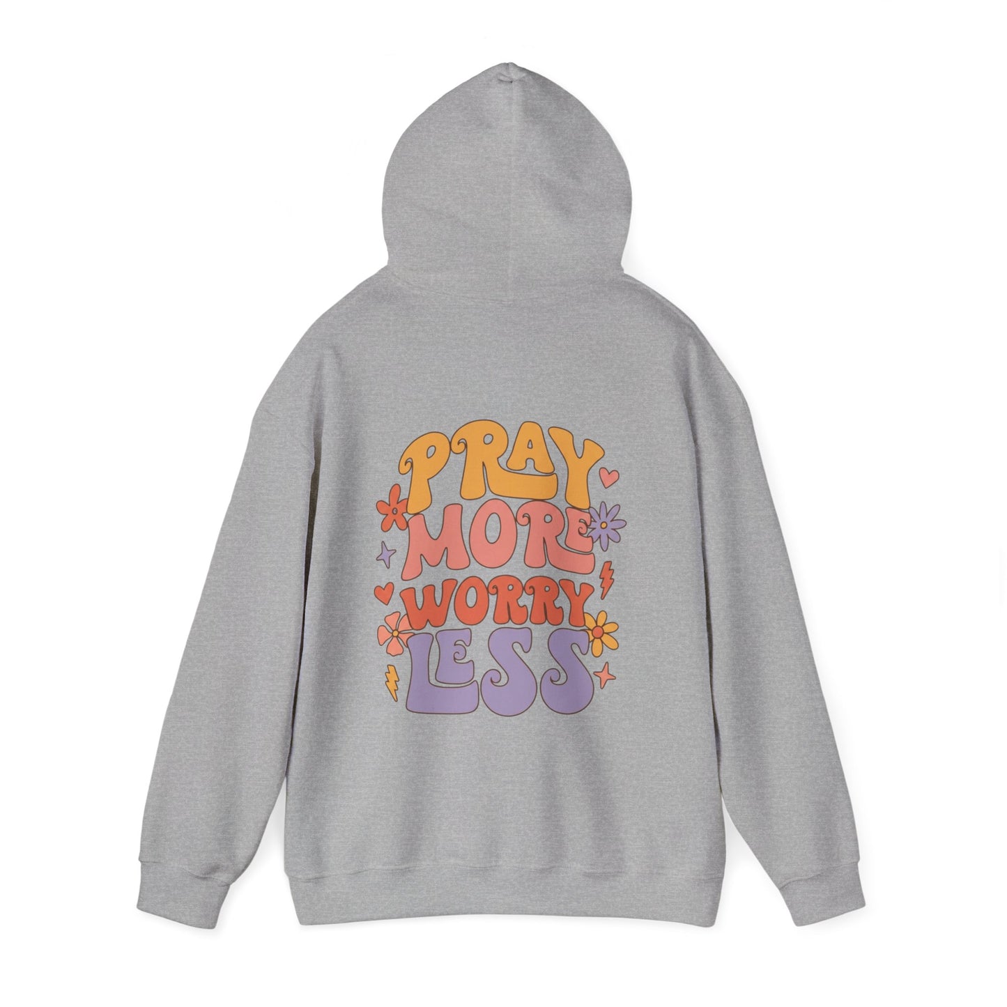 Pray More Worry Less Hoodie — Retro Floral Faith Pullover