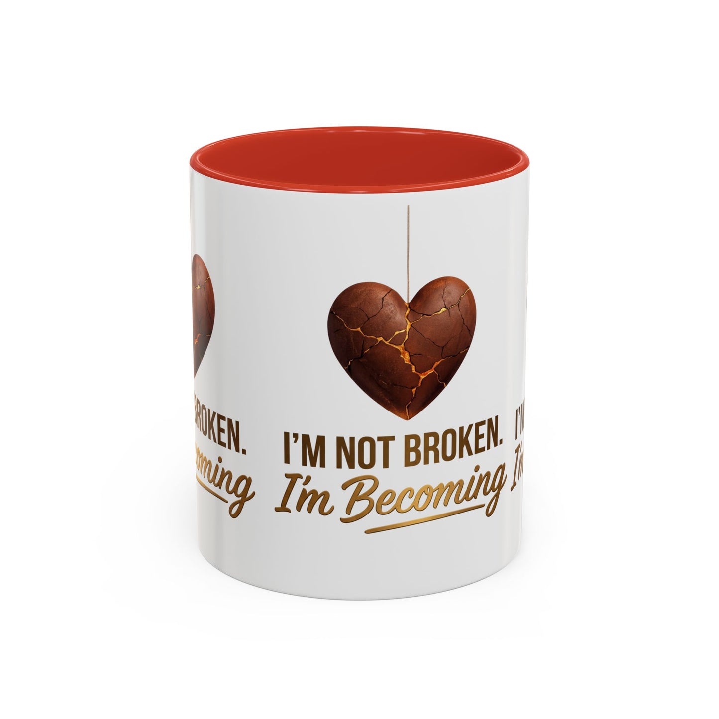 Kintsugi Heart Coffee Mug - "I'm Not Broken, I'm Becoming" Inspirational Ceramic Mug