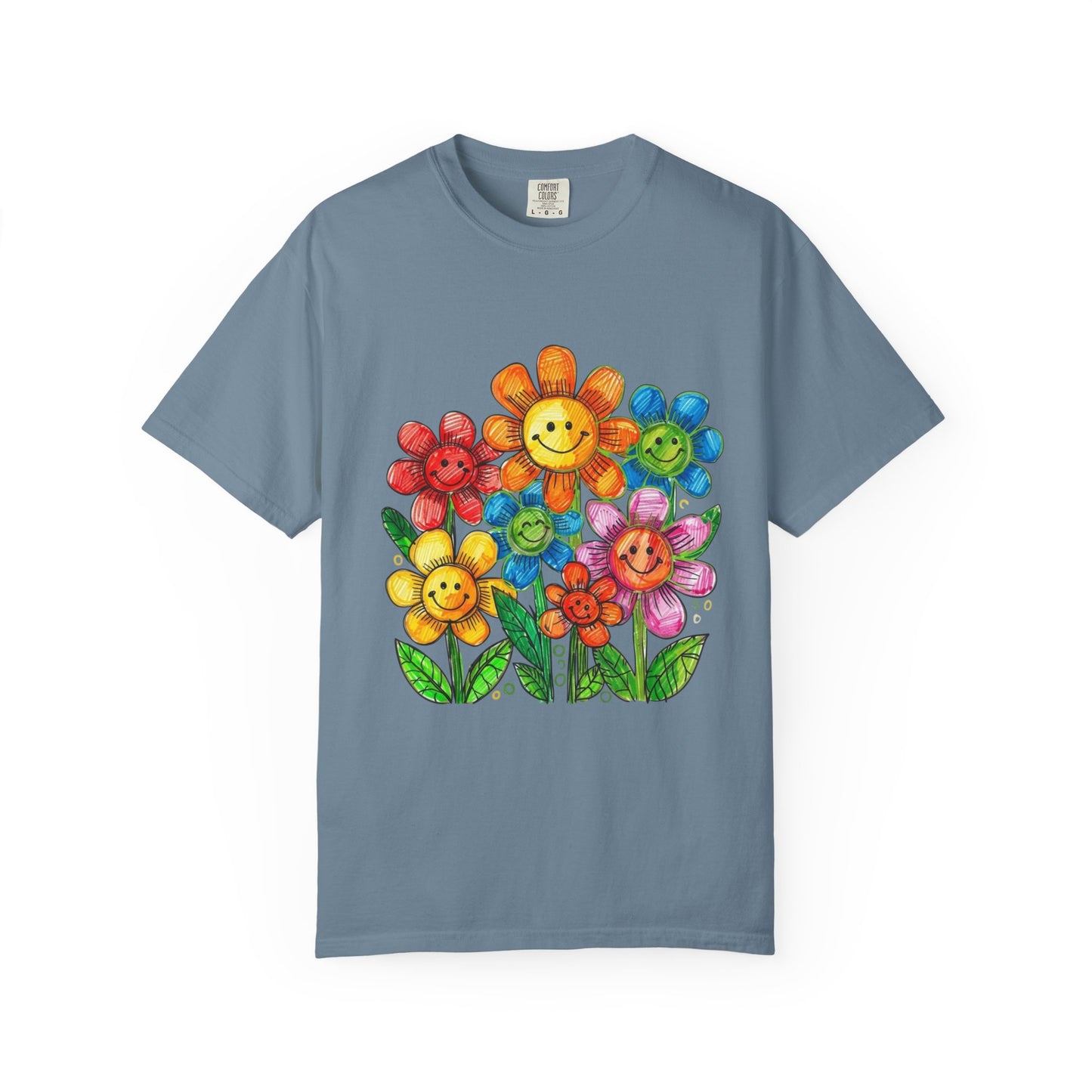 Smiling Rainbow Flower Graphic T-Shirt