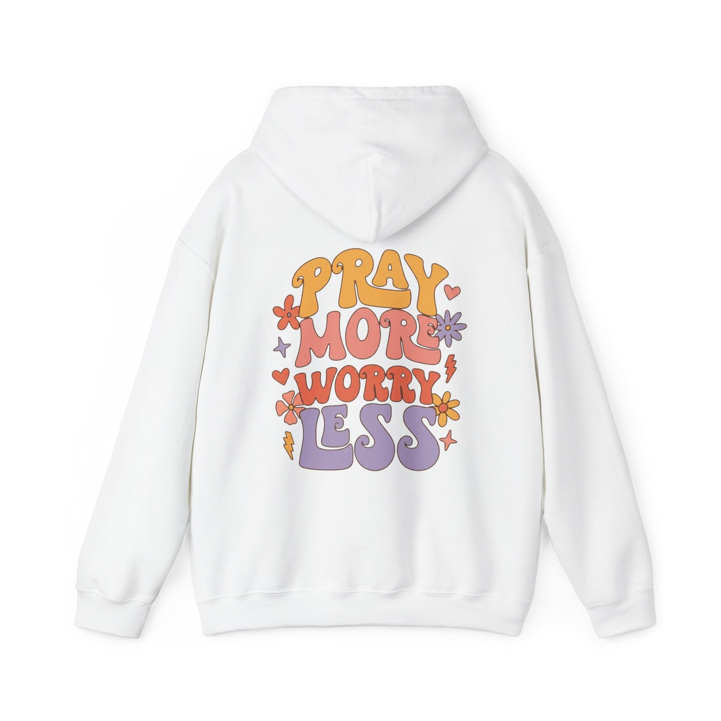 Pray More Worry Less Hoodie — Retro Floral Faith Pullover