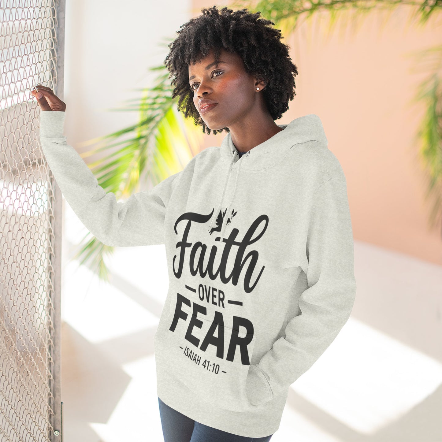 Faith Over Fear Hoodie — Christian Inspirational Pullover (Isaiah 41:10)