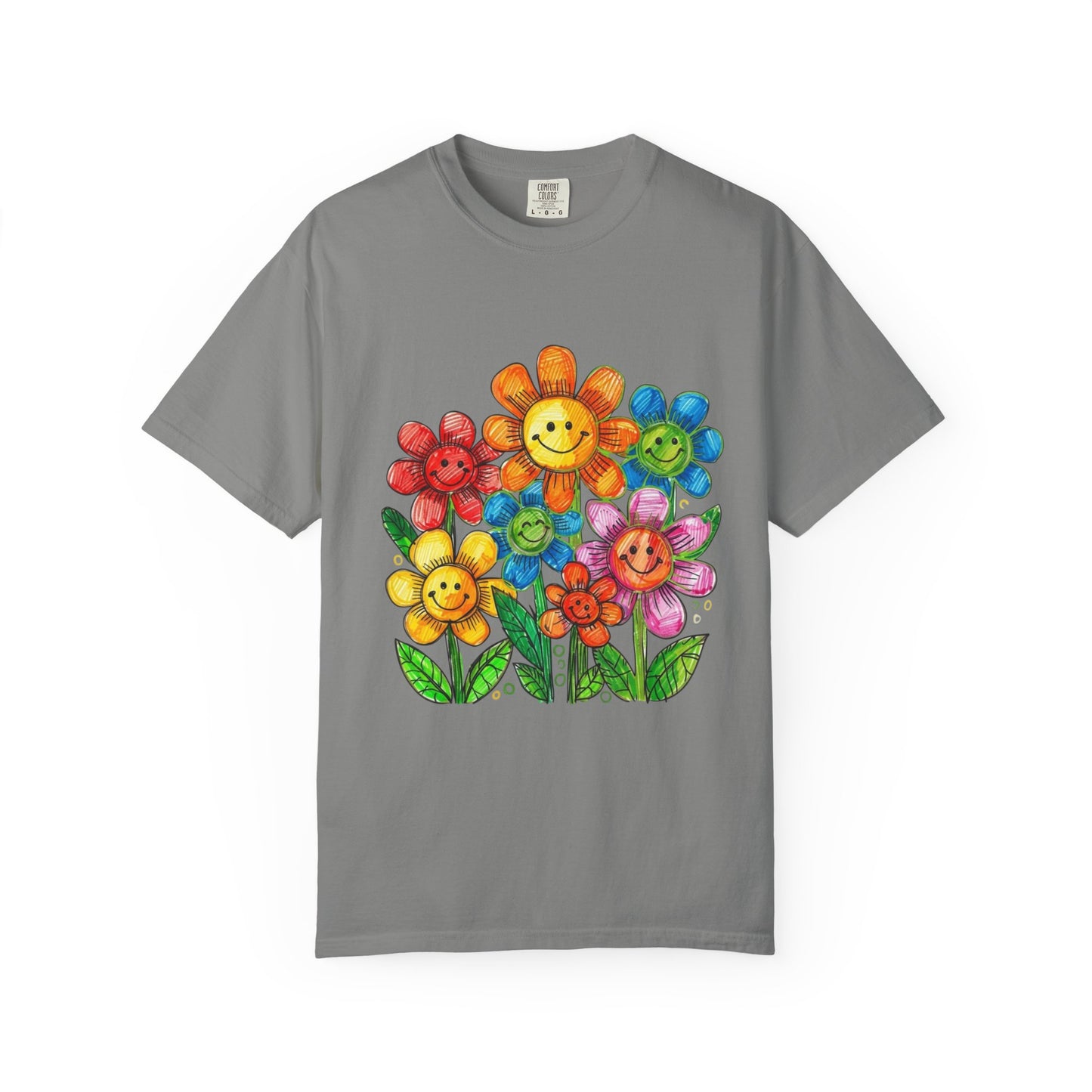 Smiling Rainbow Flower Graphic T-Shirt