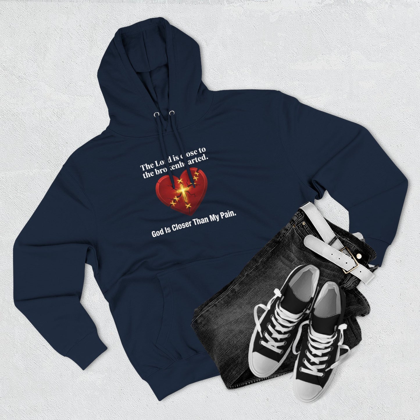 Christian Heart Hoodie – "God Is Closer Than My Pain" Inspirational Pullover