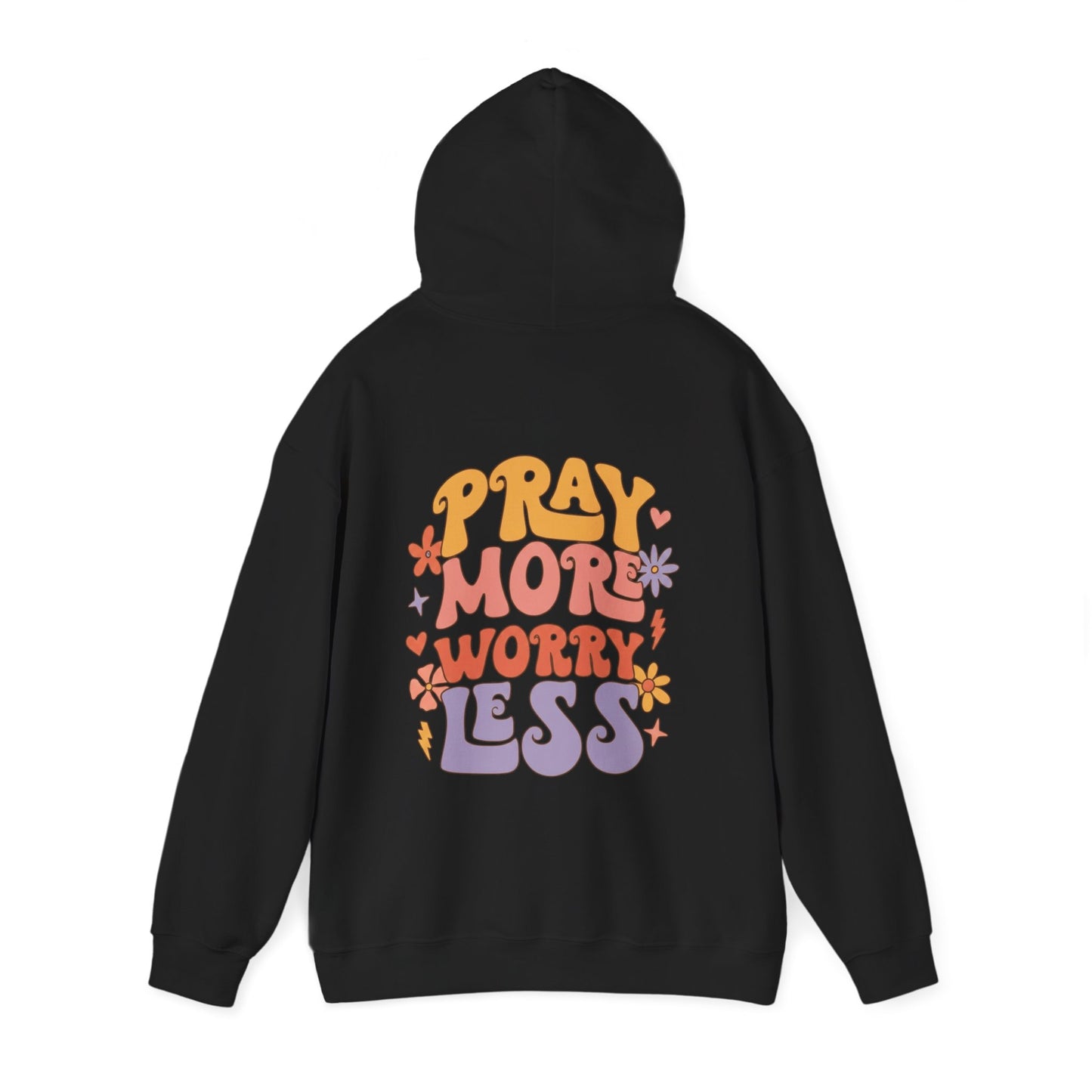 Pray More Worry Less Hoodie — Retro Floral Faith Pullover