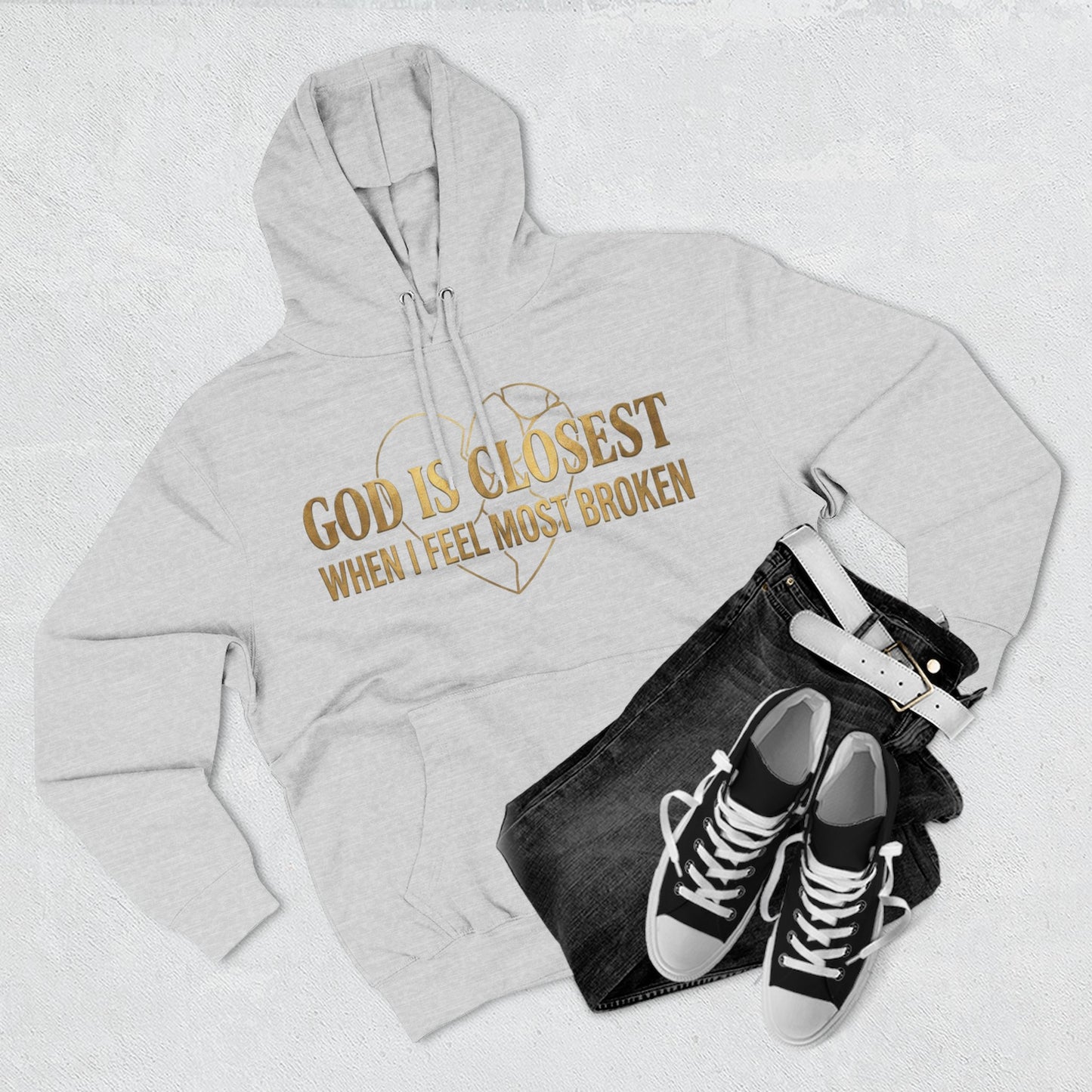 God Is Closest Broken Heart Hoodie — Inspirational Christian Sweatshirt