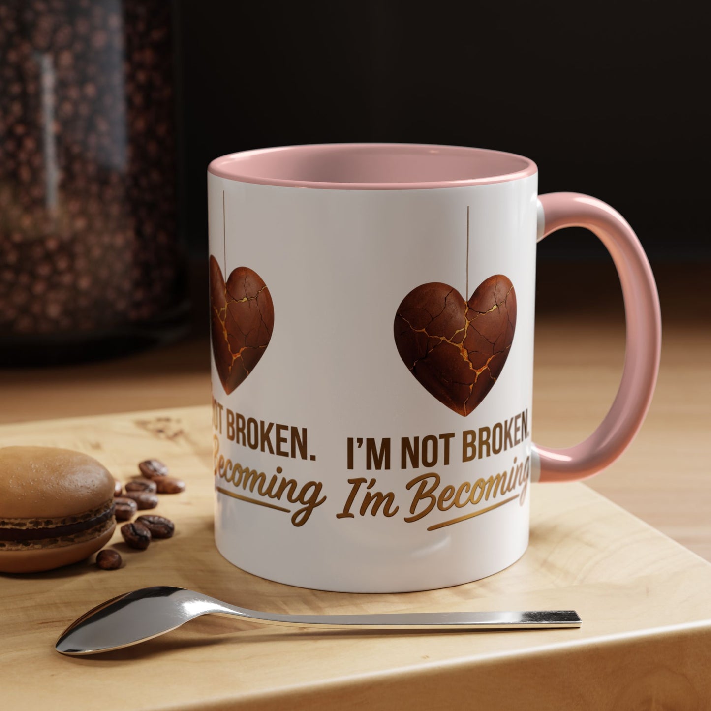 Kintsugi Heart Coffee Mug - "I'm Not Broken, I'm Becoming" Inspirational Ceramic Mug