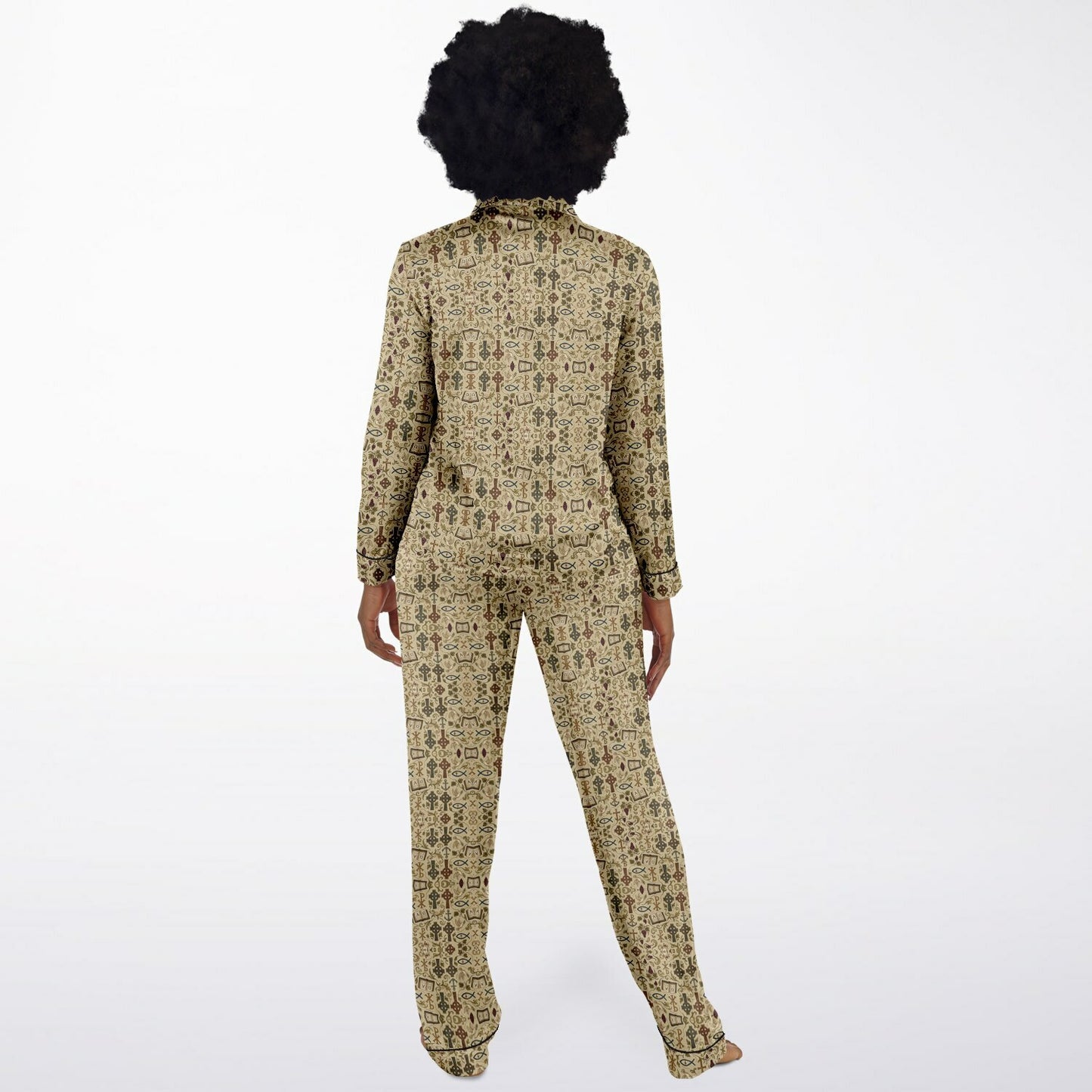 Women's Satin Pajamas - AOP