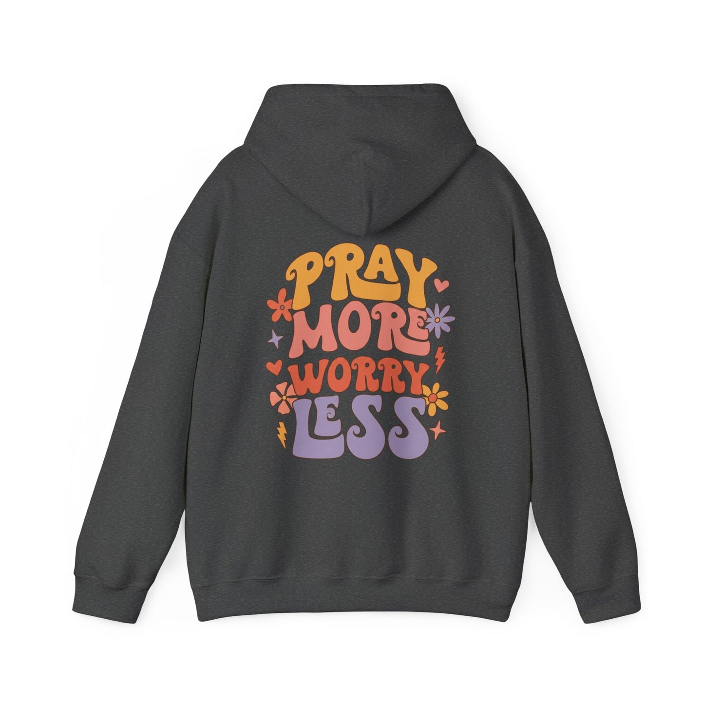 Pray More Worry Less Hoodie — Retro Floral Faith Pullover