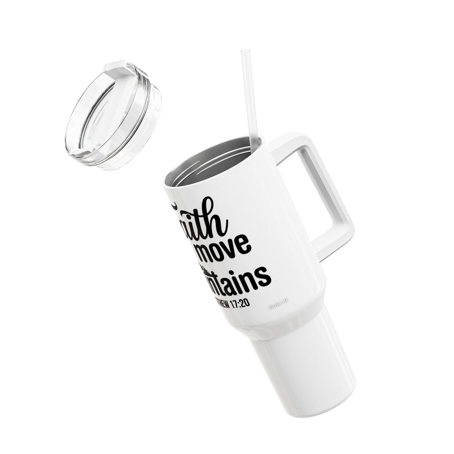 Faith Can Move Mountains 40oz Tumbler — Matthew 17:20 Inspirational Travel Mug