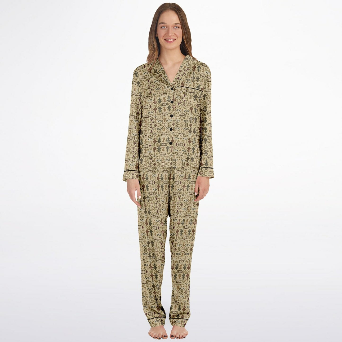 Women's Satin Pajamas - AOP