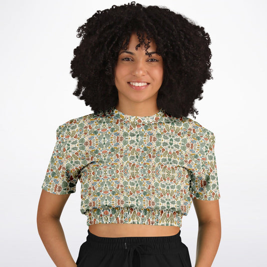 Fashion Cropped Short Sleeve Sweatshirt - AOP